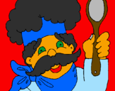 Desenho Chefe com bigode pintado por wallace