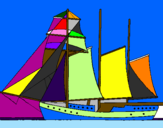 Desenho Veleiro de três mastros pintado por camila