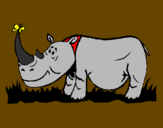 Desenho Rinoceronte e borboleta pintado por LUCAS
