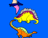 Desenho Três classes de dinossauros pintado por MATEUS HENRIQUE