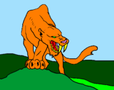 Desenho Tigre com dentes afiados pintado por guilherme