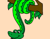 Desenho Serpente pendurada numa árvore pintado por Priscylla