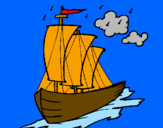 Desenho Barco veleiro pintado por fres