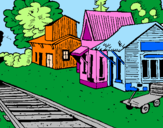 Desenho Estação de comboio pintado por Glaucia*