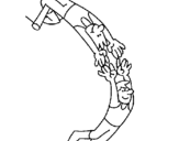 Desenho Trapezistas pintado por palhaço