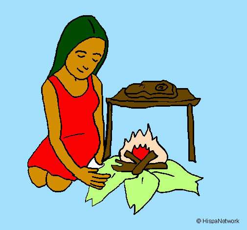 Desenho Mulher a cozinhar pintado por nathalia