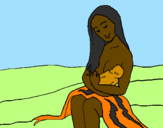 Desenho Mãe e filho  pintado por witor
