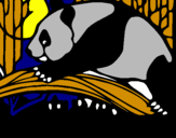 Desenho Urso panda a comer pintado por luciano