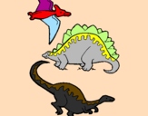Desenho Três classes de dinossauros pintado por marcos vinicius