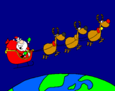 Desenho Pai Natal a distribuir presentes 3 pintado por RAPHAEL RAMOS
