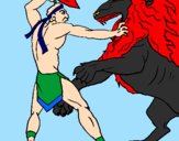 Desenho Gladiador contra leão pintado por wemilly
