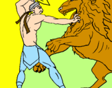 Desenho Gladiador contra leão pintado por bruna mara