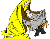 Desenho Nascimento do menino Jesús pintado por bruno