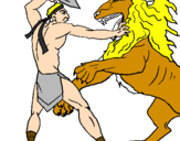 Desenho Gladiador contra leão pintado por ronaldo