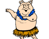 Desenho Porco havaiano pintado por leicia gabi