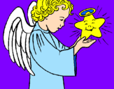 Desenho Anjo e estrela pintado por raphael ramos