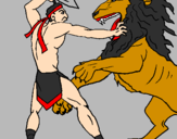 Desenho Gladiador contra leão pintado por vinicius ou vinicião