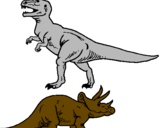 Desenho Tricerátopo e tiranossauro rex pintado por hugo garcia