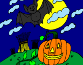 Desenho Paisagem Halloween pintado por Gabriel sol