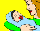 Desenho Mãe e filho II pintado por este bebé é o zé joão