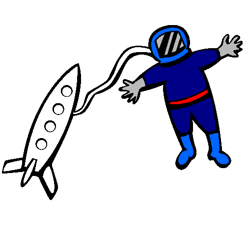 Desenho Foguete e astronauta pintado por TUTU