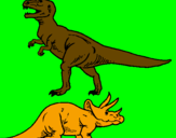 Desenho Tricerátopo e tiranossauro rex pintado por ben10 força alien 