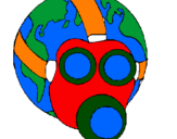 Desenho Terra com máscara de gás pintado por kauan