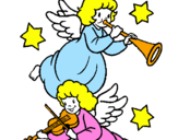 Desenho Anjos musicais pintado por any