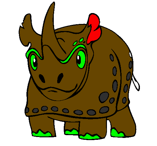 Desenho Rinoceronte pintado por Thiago Trichez