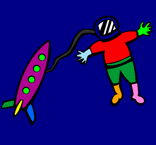Desenho Foguete e astronauta pintado por pescador