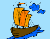 Desenho Barco veleiro pintado por elaine