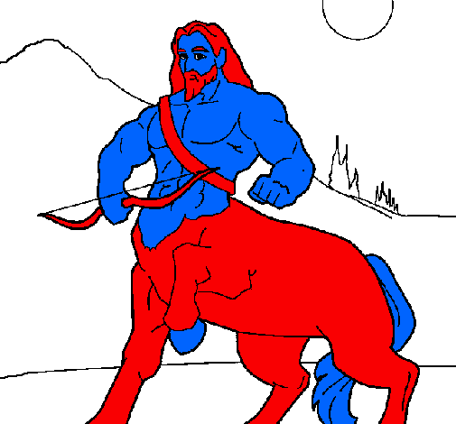 Desenho Centauro com arco pintado por wayner