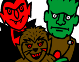 Desenho Personagens Halloween pintado por kayky