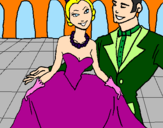 Desenho Princesa e príncipe no baile pintado por rayane