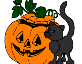 Desenho Abóbora e gato pintado por fabiana
