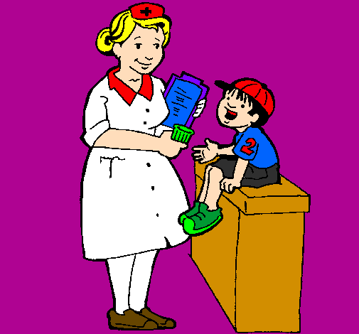 Desenho Enfermeira e menino pintado por jocilene