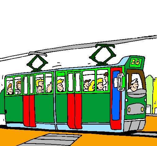 Desenho Eléctrico com passageiros pintado por julia