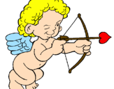 Desenho Cupido a apontar com a seta pintado por LILA