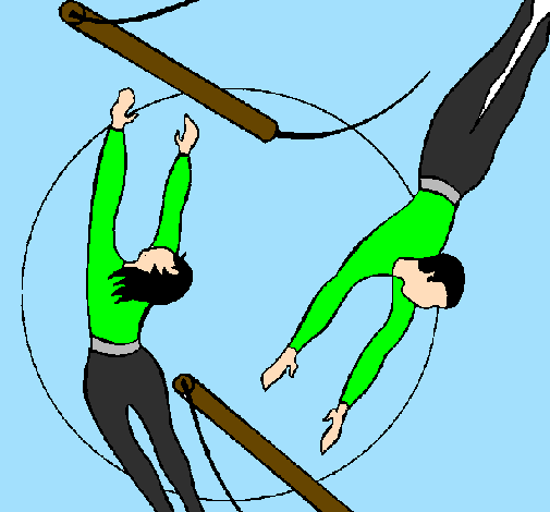 Desenho Trapezistas a saltar pintado por gustavo