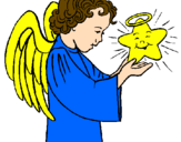 Desenho Anjo e estrela pintado por miguel