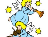 Desenho Anjos musicais pintado por enzo
