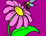 Desenho Margarida com abelha pintado por Stephanie