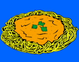 Desenho Esparguete com queijo pintado por telem