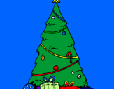 Desenho Abeto com adornos natalícios pintado por fabiano