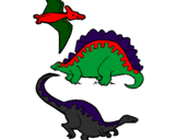 Desenho Três classes de dinossauros pintado por anónimo