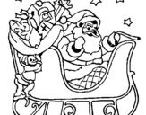 Desenho Pai Natal no seu trenó pintado por eu