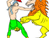 Desenho Gladiador contra leão pintado por tiago