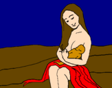Desenho Mãe e filho  pintado por mikaila300
