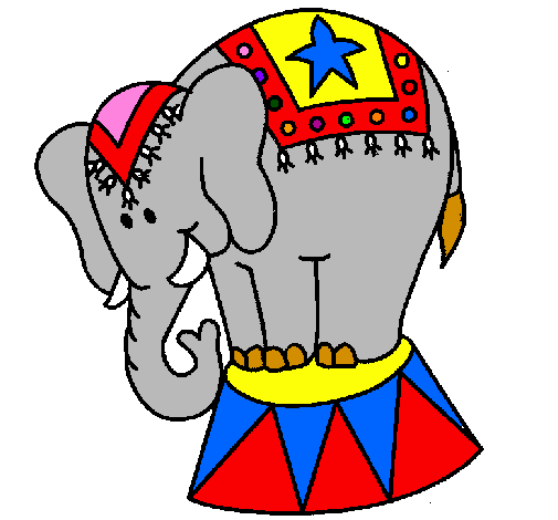 Desenho Elefante a actuar pintado por circo elefante patati pat