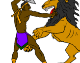Desenho Gladiador contra leão pintado por anónimo